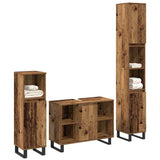 Bathroom Furniture Set with Shelf 3 pcs Brown Engineered Wood 3378510