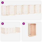 Dog Gate with Door Foldable 12 Panels 600 cm Poplar Wood 3155533