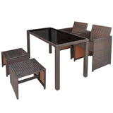 5 Piece Outdoor Dining Set with Cushions Poly Rattan Brown 42600
