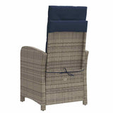Reclining Garden Chairs 2 pcs with Cushions Grey Poly Rattan 365175