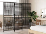 Room Divider 3 Panels Black Poly Rattan 365372