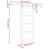 Sliding Door ORKDAL White 83 x 211 cm Solid Pine Wood and Glass 3331972