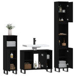 ZNTS 3 Piece Bathroom Furniture Set Black Engineered Wood 3190308