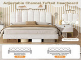 4ft6 Double Premium Velvet Upholstered Bed Frame with Scalloped Channel Tufted Design, Height N652P411467W