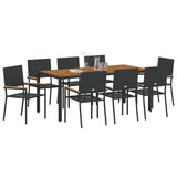 Garden Dining Set 9 pcs Black and Brown Poly Rattan 3365412