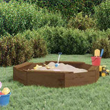 Sandbox with Seats Honey Brown Octagon Solid Wood Pine 825012