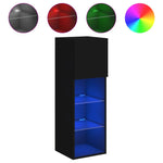 ZNTS TV Cabinet with LED Lights Black 30.5x30x90 cm 837003