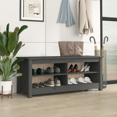 Shoe Bench Grey 110x38x45.5 cm Solid Wood Pine 813776