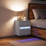 ZNTS Wall-mounted Bedside Cabinet with LED Lights Grey Sonoma 3307971