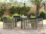 Garden Dining Set 5 pcs Light Grey Poly Rattan 3380789