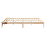 Bed Frame with Side Tables Natural 180 x 220 cm Solid Pine Wood 873253