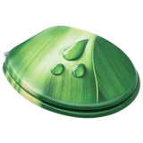 WC Toilet Seats with Lid 2 pcs MDF Green Water Drop Design 3056407