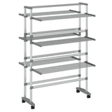 Laundry Drying Rack with Wheels 89x64x129 cm Aluminium 154603