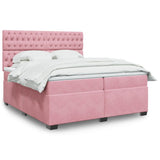 Box Spring Bed with Mattress Pink 200x200 cm Velvet 3291013