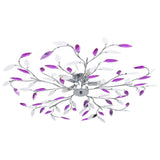 Ceiling Lamp with Acrylic Crystal Leaf Arms for 5 E14 Bulbs Purple 289240