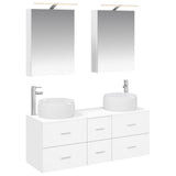 Bathroom Furniture Set 5 pcs White Engineered Wood and Glass 3407031