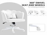 Velvet-Feel Petal Back Office Chair - White T3398P344429