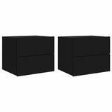 Wall-mounted Bedside Cabinet Set of 2 Black Engineered wood 836815