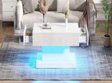 High-gloss Coffee Table with 2 drawers, LED lights, Modern Centre Table, Sofa Side Table, Tea Table N605P374205W
