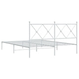 Metal Bed Frame without Mattress with Headboard White 150x200cm 376553