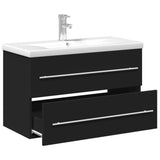 Bathroom Sink Cabinet with Built-in Basin Black 3278777