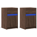 ZNTS Bedside Cabinets with LED Lights 2 pcs Brown Oak Engineered Wood 852011