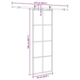 Sliding Door with Hardware Set Black 76x205 cm ESG Glass 3375943