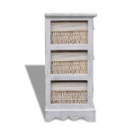 Wooden Storage Rack 3 Weaving Baskets White 240796