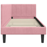 Corner Bed Frame with Headboard Pink 80 x 200 cm Velvet 42016331