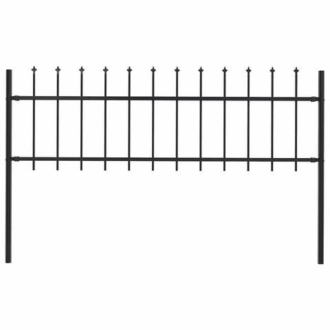 ZNTS Garden Fence with Spear Top Steel 1.8 m Black 144923