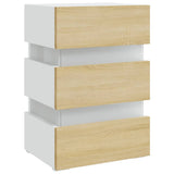 ZNTS LED Bedside Cabinet White and Sonoma Oak 45x35x67 cm Engineered Wood 326845