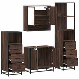 ZNTS 4 Piece Bathroom Furniture Set Brown Oak Engineered Wood 3301279