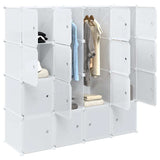 Storage Cube Organiser with 16 Cubes and Hanging Rods PP 4019585
