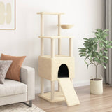 Cat Tree with Sisal Scratching Posts Cream 153 cm 172115