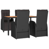5 Piece Garden Dining Set Black Poly Rattan&Solid Wood Acacia 3157644