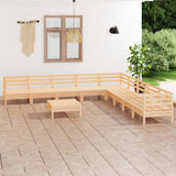 10 Piece Garden Lounge Set Solid Wood Pine 3083119