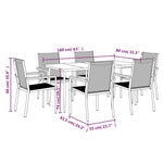 ZNTS 7 Piece Garden Dining Set Black Textilene and Steel 3187038