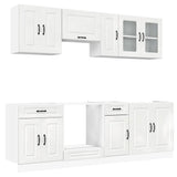 8 Piece Kitchen Cabinet Set Kalmar High Gloss White Engineered Wood 3314823