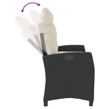 Reclining Garden Bench with Cushions Black Poly Rattan 368225