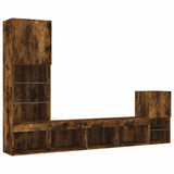 4 Piece TV Wall Units with LED Smoked Oak Engineered Wood 3216665