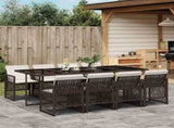 9 Piece Garden Dining Set with Cushions Brown Poly Rattan 3210741
