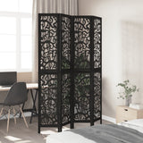 Room Divider 4 Panels Black Solid Wood Paulownia 358754