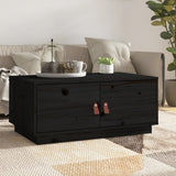 Coffee Table Black 80x50x35 cm Solid Wood Pine 818254