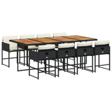 Garden Dining Set Black and Cream White 3211287
