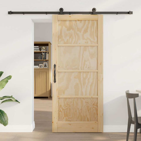 Sliding Door Manual ORKDAL Natural and black 86 x 198.5 cm 3333482