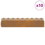 Lawn Edgings 10 pcs Rusty 103 x 0.05 x 22 cm Weathering Steel 874783