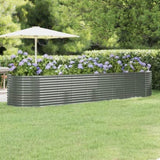 Garden Raised Bed Galvanised Steel 396x100x68 cm Grey 319074
