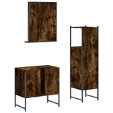 3 Piece Bathroom Cabinet Set Smoked Oak Engineered Wood 3214346