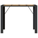 Garden Bar Table with Acacia Wood Top Black 145x80x110 cm Poly Rattan 368698