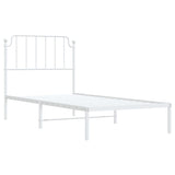 ZNTS Metal Bed Frame with Headboard White 90x200 cm 373929